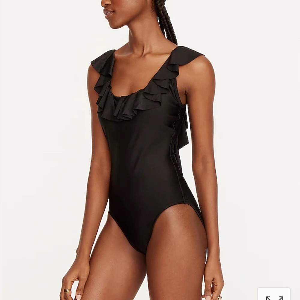 JCrew Ruffle scoopback one-piece in Navy